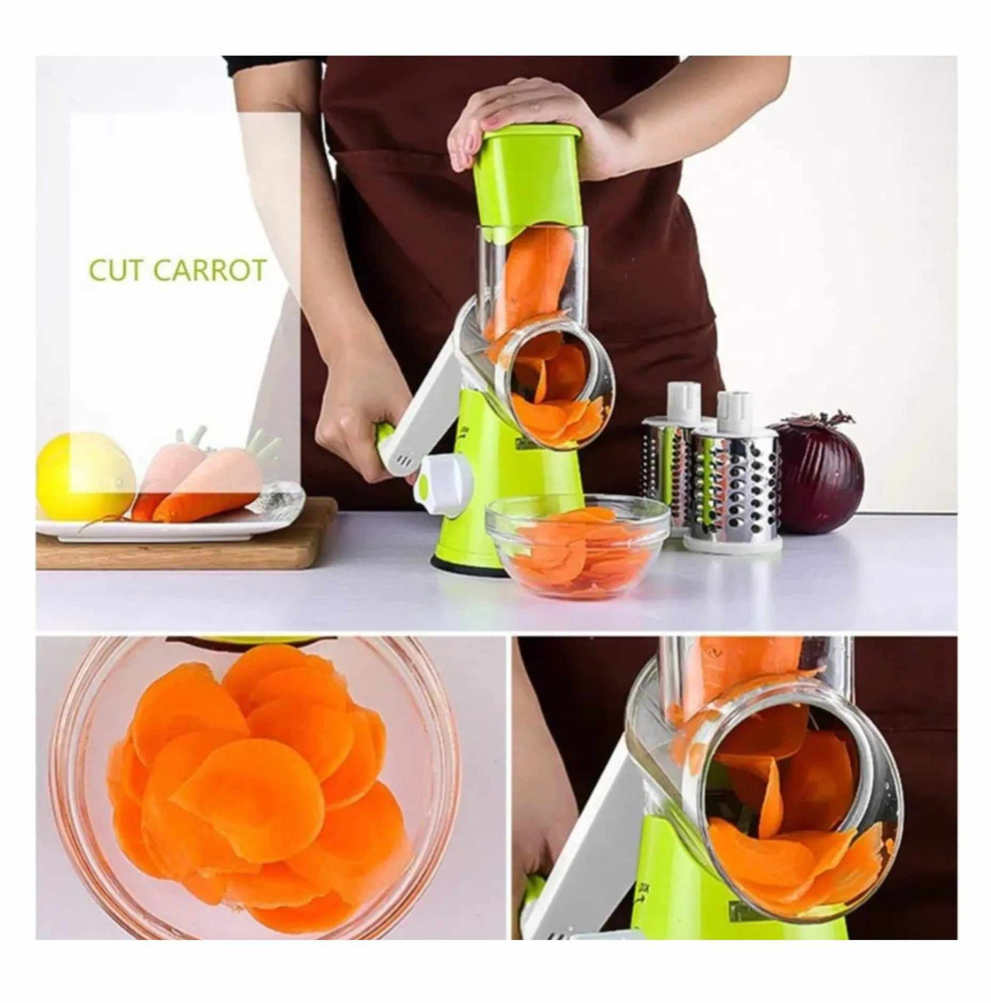 Top-Quality 3-in-1 Vegetable Slicer with Stainless Steel Blades