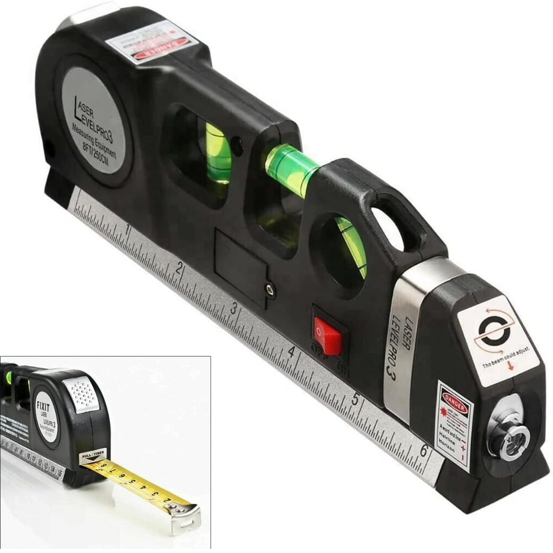 4 in 1 Fixit Laser Level Pro 3 4in1 Multi-Purpose Measuring Tool With 8 Feet Tape